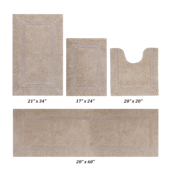 Lux Collection Sand 100% Cotton 4-Piece Bath Rug Set