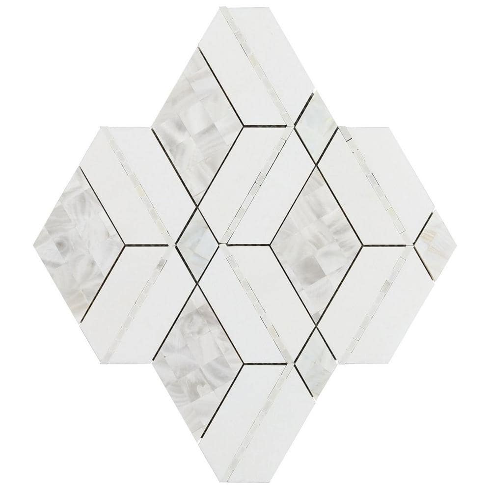 Ivy Hill Tile Benes White 2 5 In X 0 39 In Polished Marble And Pearl Wall Mosaic Tile Sample