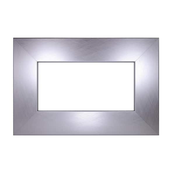 Moderna 3 in. Crosshatch, Mirror Frame Kit, 72 in. x 42 in. Wood Frame Kit in Silver, Mirror Not Included