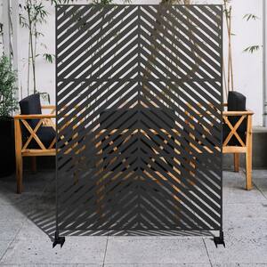76''H x 47.2''W Metal Material Patio Privacy Screen Fence Privacy Screen Decorative Outdoor Divider Black