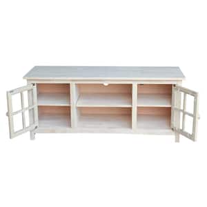 54 in. Unfinished Wood TV Stand Fits TVs Up to 60 in. with Storage Doors
