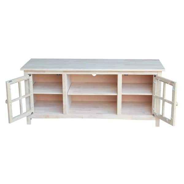 International Concepts 54 in. Unfinished Wood TV Stand Fits TVs Up to 60 in. with Storage Doors