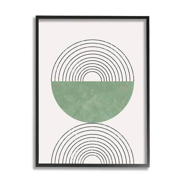 Stupell Industries "Abstract Geometric Circular Study Curved Art Deco" by Daphne Polselli Framed Abstract Wall Art Print 11 in. x 14 in.