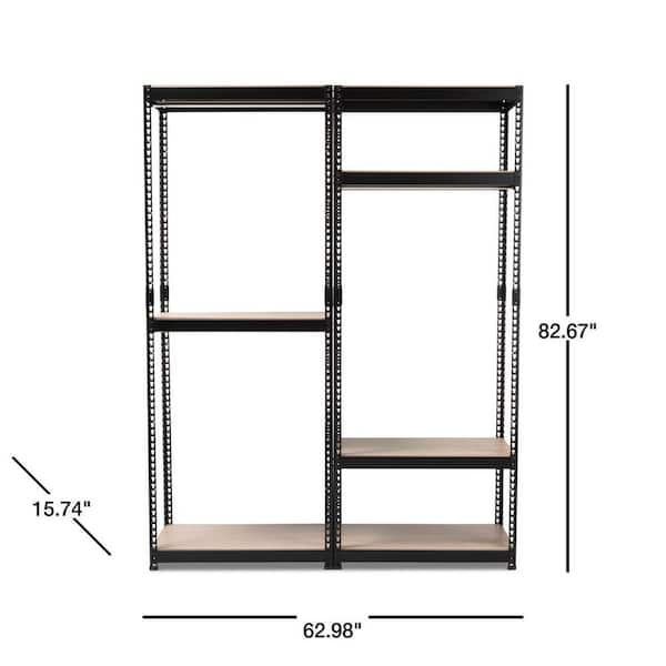 Baxton Studio Black Metal 3-Shelf Free-Standing Closet Storage