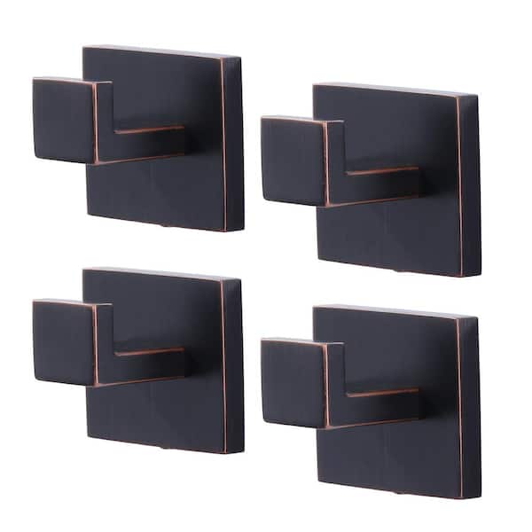 ALEASHA J-Hook Wall Mounted Hook Robe/Towel Hooks in Oil Rubbed Bronze (4-Pieces)