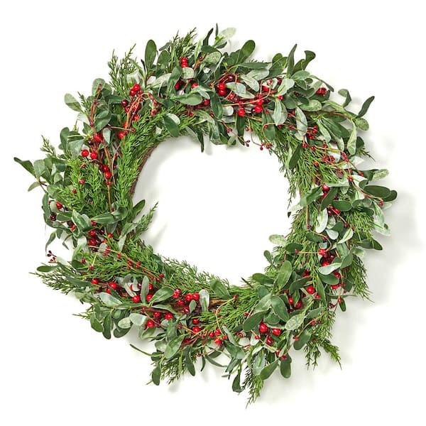 Noble House Elberton 26 in. Artificial Olive Leaf and Berries Wreath