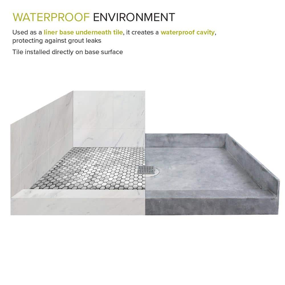 Transolid Dark Grey 60" x 32" Ready to Tile Shower Base with Center Drain