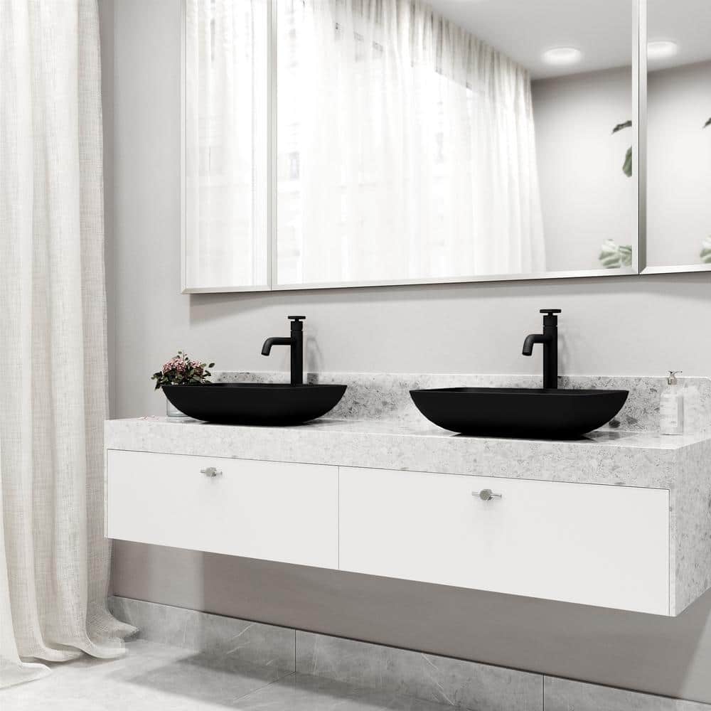 Matte Black Brass Single Handle Vessel Sink Faucet