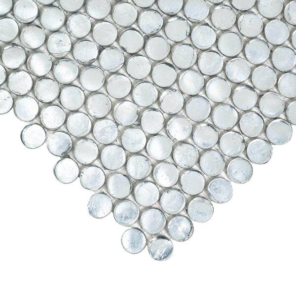 Apollo Tile (Sample) Wall Black 4-in x 4-in Glossy Glass Circular Patterned Wall Tile