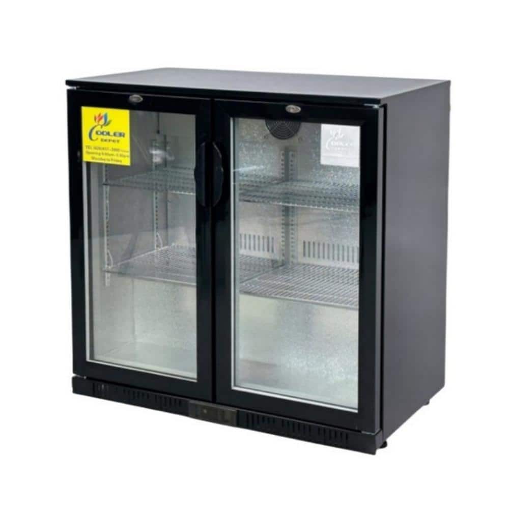 Black 35" Counter Height Bar Refrigerator with Glass Doors