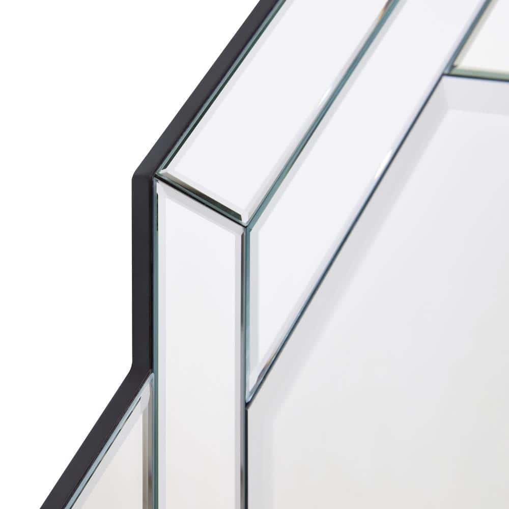 34" Round Frameless Beveled Mirror with Interlaced Design