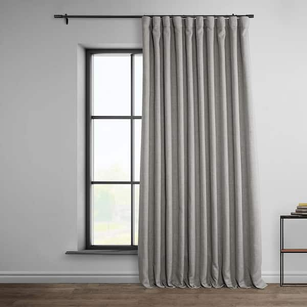 Exclusive Fabrics & Furnishings Clay Beige Faux Linen Extra Wide Room Darkening Curtain - 100 in. W X 96 in. L (1 Panel)