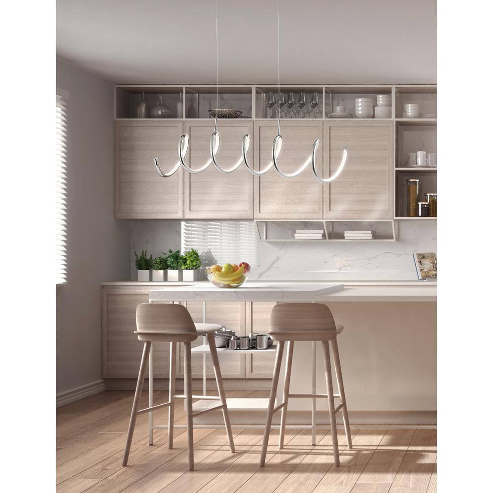 Ali 31" Chrome LED Linear Pendant Light