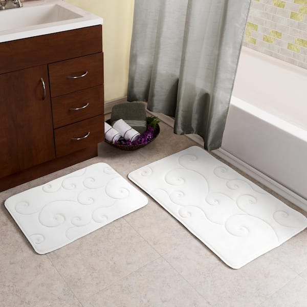 Anti-slip Bath Mat Non-slip Bathroom Floor Mat Soft Absorbent Coral Fleece Bath  Mat Set