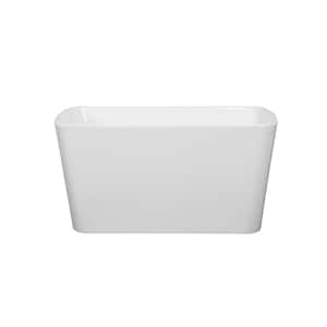 49 in. x 27.9 in. Acrylic Japanese Soaking Tub Flatbottom Free Standing Deep Soaking Bathtub in White with Chrome Drain