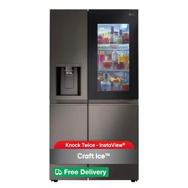 27 cu. ft. Side by Side Smart Refrigerator with Insta View, Craft Ice in PrintProof Black Stainless Steel