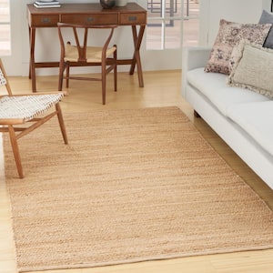 Natural Jute Bleached 5 ft. x 7 ft. Solid Geometric Contemporary Area Rug