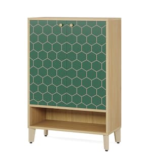 Lauren Green & Oak Shoe Cabinet With 2 Doors 43.7 in. H Storage Cabinet with Adjustable Shelves