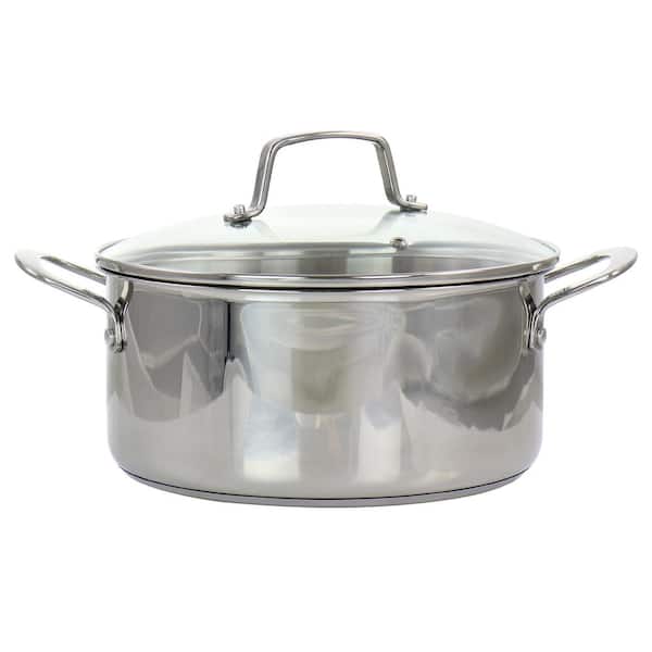 MARTHA STEWART 5 qt. Stainless Steel Dutch Oven with Vented Glass Lid