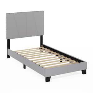Lucy Gray Wood/Polyester Frame Twin Platform Bed with Geometric Design