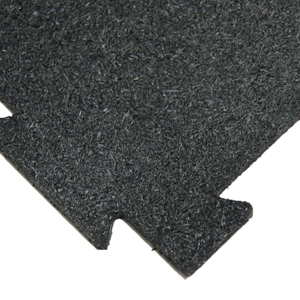 Rubber-Cal Puzzle Lock 3/8 in. x 20 in. x 20 in. Black Interlocking Rubber Flooring (6-Pack, 17 sq. ft.)