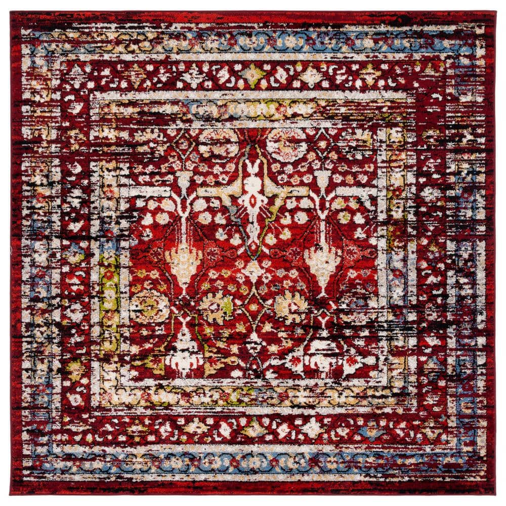 Amsterdam Red 7 ft. x 7 ft. Border Square Area Rug price history on PriceWatchPro