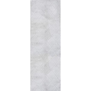 Amy Machine Washable Silver 2 ft. x 8 ft. Solid Runner Rug