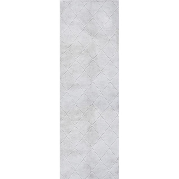nuLOOM Amy Machine Washable Silver 2 ft. x 8 ft. Solid Runner Rug