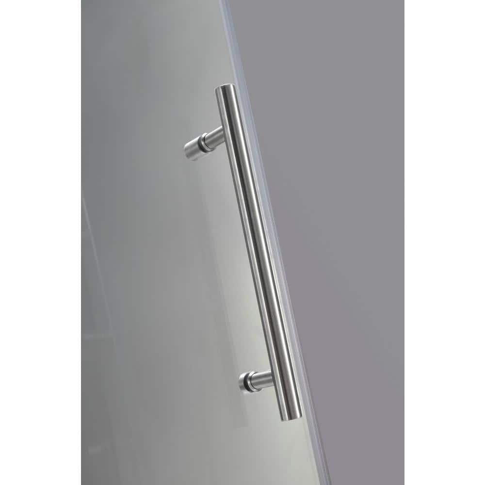 Langham 60" x 75" Frameless Stainless Steel Shower Door with Clear Glass