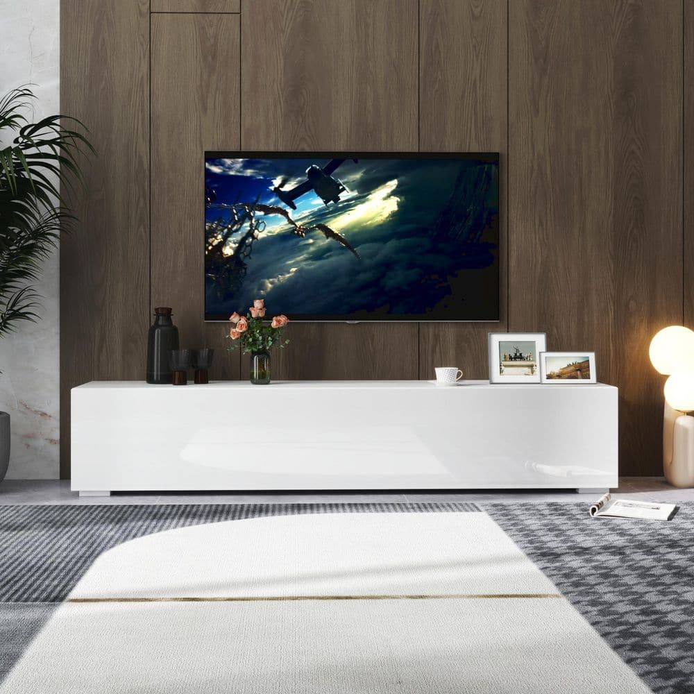 White TV Stand Fits TV's up to 65 in. with Storage Media Console for Living Room