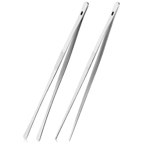 12 in. Stainless Steel Kitchen Cooking Tongs and Tweezers for Chef, Serving Food, Grill, Culinary, Salad & BBQ (2-Pack)
