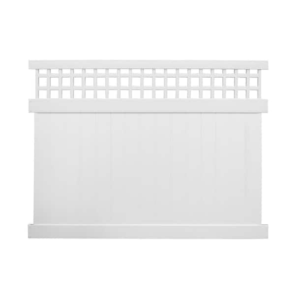 Weatherables Gideon 7 ft. H x 8 ft. W White Vinyl Square Lattice Top Privacy Fence Panel Kit