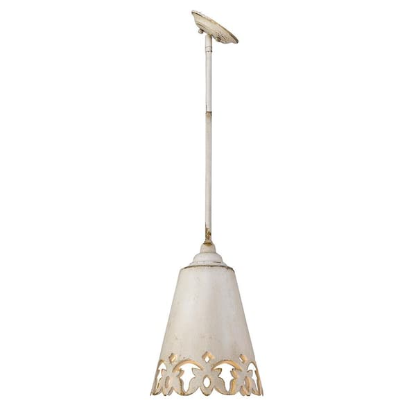Golden Lighting - Eloise 1-Light Antique Ivory Pendant with Antique Ivory Shade