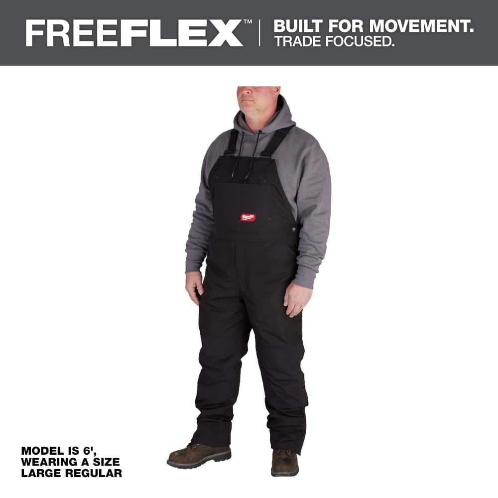Milwaukee Men's Large Tall Black FREEFLEX Insulated Bib Overalls