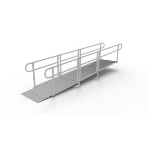 PATHWAY 14 ft. Straight Aluminum Wheelchair Ramp Kit with Solid Surface Tread and 2-Line Handrails
