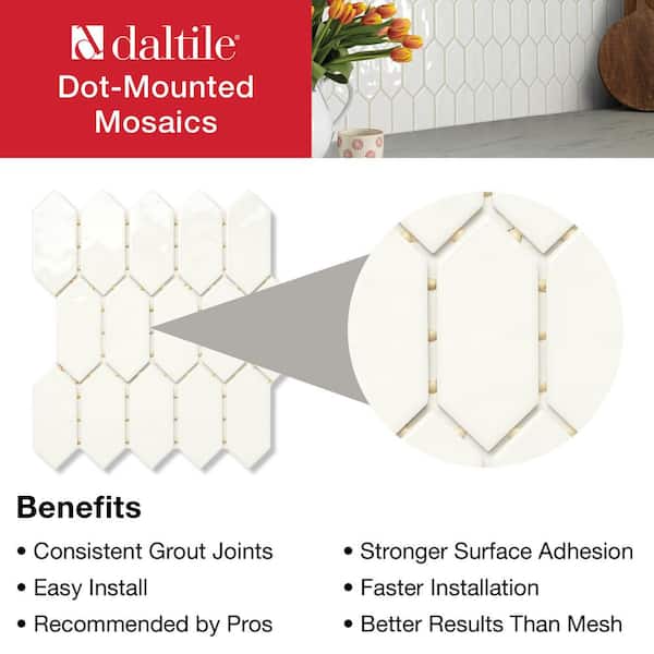 Daltile - LuxeCraft White 11 in. x 12 in. x 6.35 mm Ceramic Picket Mosaic Wall Tile (0.73 sq. ft./Each)