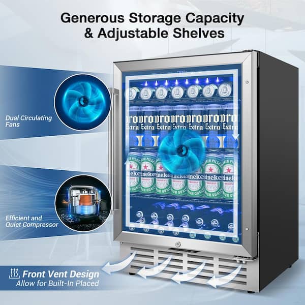 SOZT 23.4 in. Single Zone 180-Cans Beverage Cooler With 3