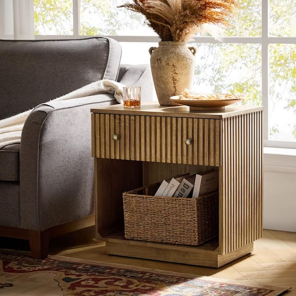 Jade Acorn 24.25"Tall 1-Drawer Solid Wood Nightstand with Fully Assembled