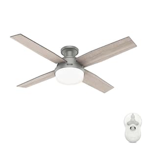 Dempsey 52 in. Indoor Matte Silver Ceiling Fan with Light Kit and Remote Included
