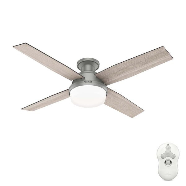 Hunter Dempsey 52 in. Indoor Matte Silver Ceiling Fan with Light Kit and Remote Included