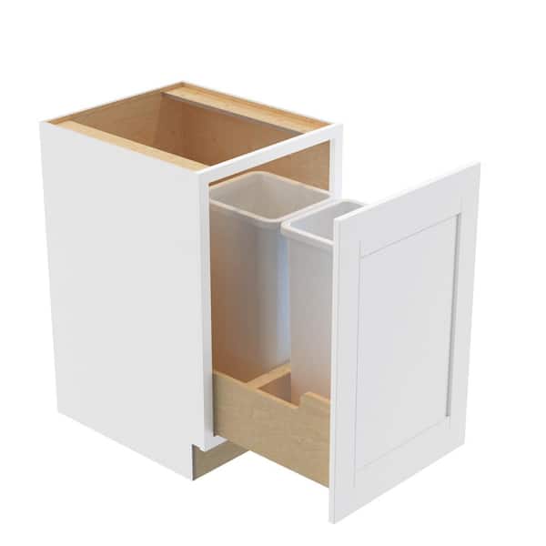 Washington Vesper White Plywood Shaker Assembled Trash Can Kitchen Cabinet 2-Can FH 21 in. W. x in. 24 D in. 34.5 in. H
