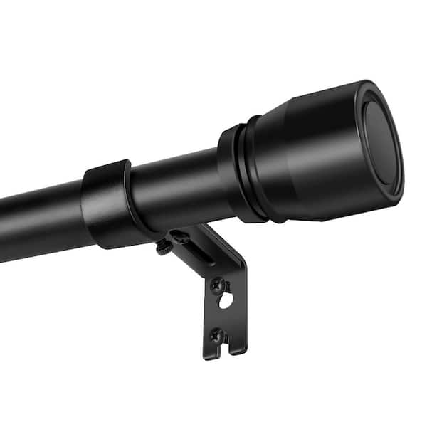 30 in. - 144 in. Adjustable 1 in. Single Curtain Rod in Black