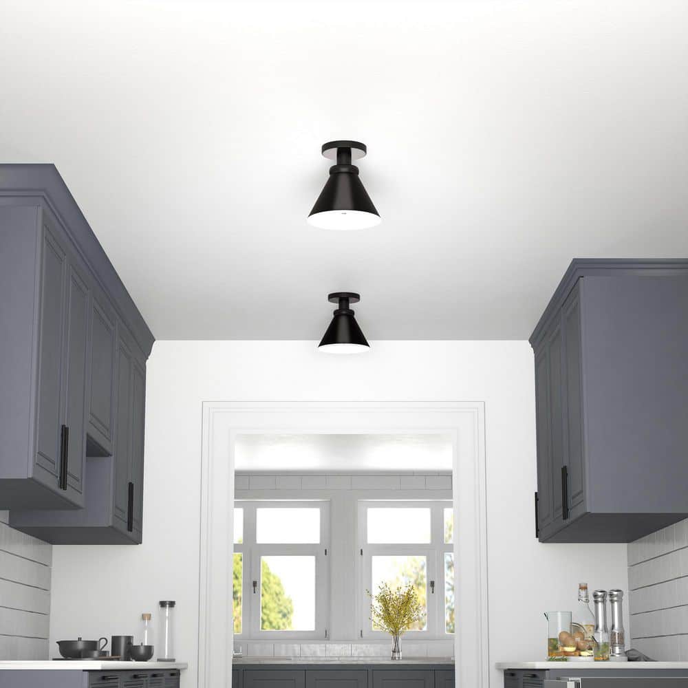 Blackened Bronze 8.5" Semi Flush Mount Ceiling Light