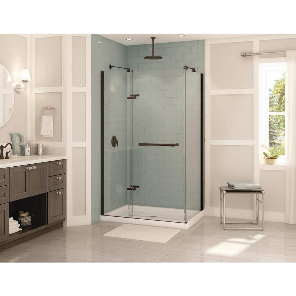 Reveal 31-7/8 in. x 48 in. x 71-1/2 in. Frameless Corner Pivot Shower Enclosure in Dark Bronze price history on PriceWatchPro