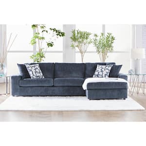 New Classic Furniture Tristan 2-piece Blue Polyester Chaise Sectional Couch