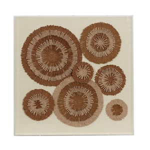 24 in. x 24 in. Brown Handmade Radial Circles Starburst Shadow Box with Canvas Backing