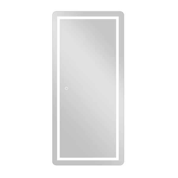 Lirago 47 in. H x 22 in. W Classic Rectangle Right Angle Frameless Door Mirror wiht LED Light
