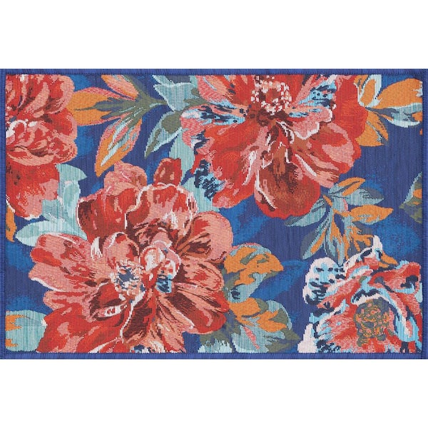 Tayse Rugs Stunning Multi-Color 2 ft. x 3 ft. Floral Indoor/Outdoor Area Rug