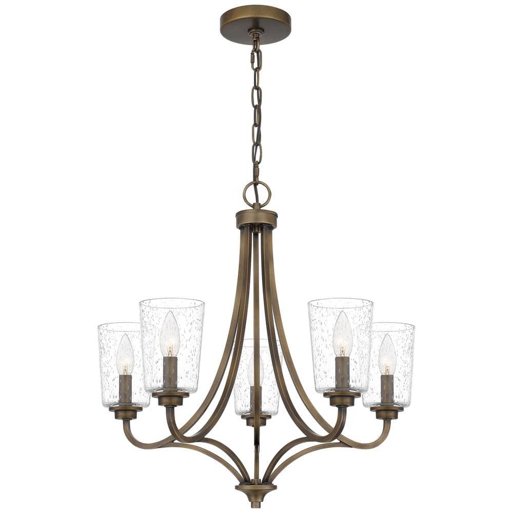 ASHLEY HARBOUR COLLECTION Marbella 5Light Statuary Bronze Chandelier with Glass Shades ASH4481A
