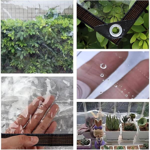 Covers & All Outdoor Clear Tarp Curtain, 18oz Clear Outdoor Curtains For Patio, Waterproof & Tear Proof Transparent PVC Vinyl Tarp With Rustrpoof Grommets For Porch, Gazebos, Balcony (4'H X 10'W